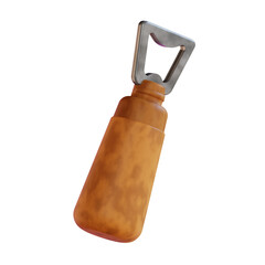 3d illustration bottle opener with a metal handle