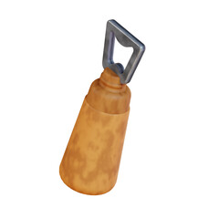 3d illustration bottle opener with a metal handle