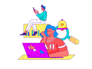 Business People Flat Vector Concept Operation Hand Drawn Illustration
