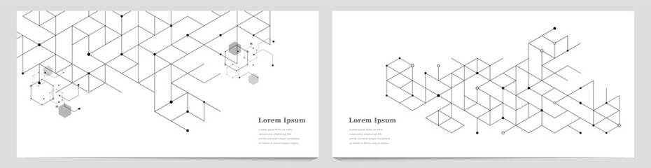 Fototapeta premium 幾何学 抽象 六角形 科学 背景 セット