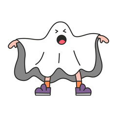 Cartoon ghost. Vector illustration of halloween ghost character.