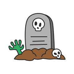 Halloween grave flat icon isolated on white background, vector illustration.