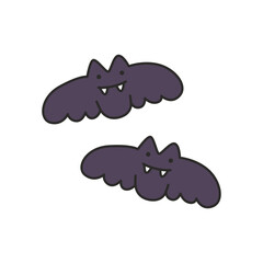 Halloween bat doodle icon. Hand drawn vector illustration.