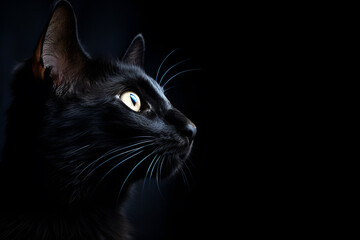Cat isolated on black background Generative AI