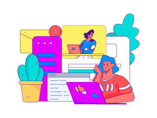 Business People Flat Vector Concept Operation Hand Drawn Illustration
