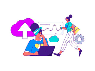 Business People Flat Vector Concept Operation Hand Drawn Illustration
