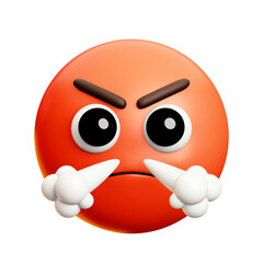 Angry with Exhaling face emoji, 3d style emoticon
