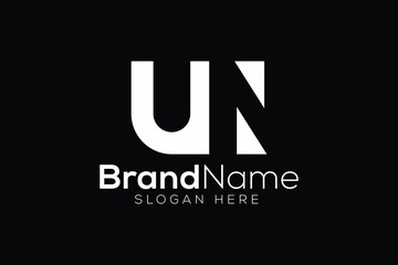 Trendy and minimal letter U N vector logo design