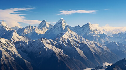 Fototapeta na wymiar Panoramic view of snow-capped mountains