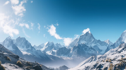 Panoramic view of snow-capped mountains
