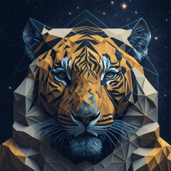 geometric tiger head, generative AI