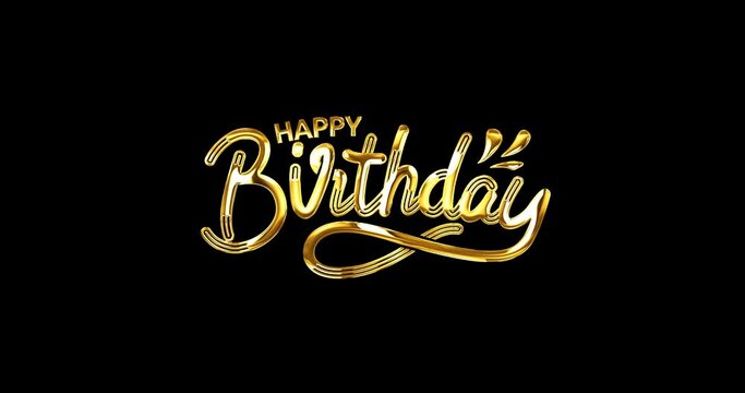 Happy Birthday animation text handwriting in 5 clips glossy effect with alpha channel. Great for opening your vlog video so everyone likes it and happy birthday celebrations. Editable background