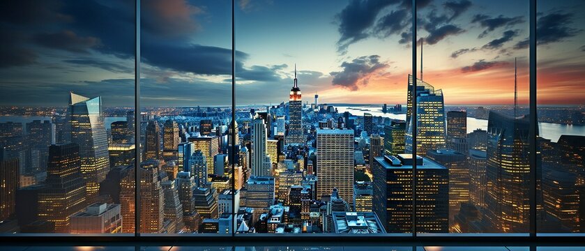 window frame with a view of a city leader.