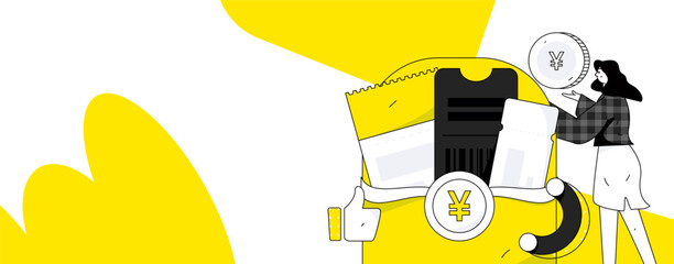 Use red envelopes to attract new customers and promote activity. Flat vector character concept illustration
