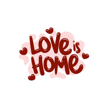 love is home people quote typography flat design illustration