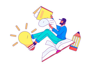 Character reading quietly vector concept operation hand drawn illustration