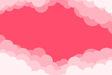 Pink and white clouds on a pink background