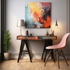  a artistic paint splatter table design in a abstract 
