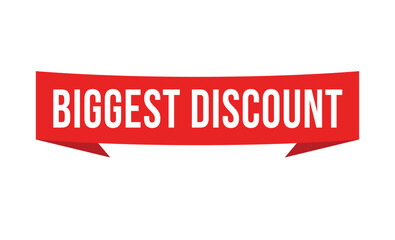 biggest discount red vector banner illustration isolated on white background