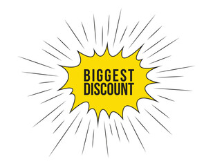 biggest discount message on ribbon banner. Vector illustration.