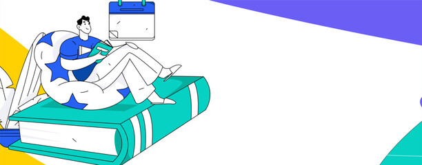 Character reading quietly vector concept operation hand drawn illustration