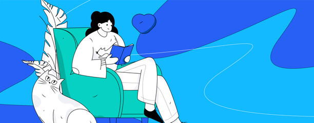 Character reading quietly vector concept operation hand drawn illustration