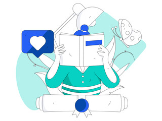 Character reading quietly vector concept operation hand drawn illustration