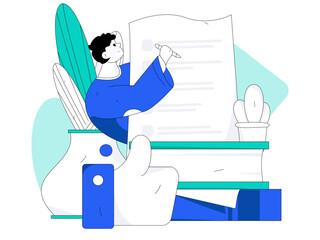 Character reading quietly vector concept operation hand drawn illustration