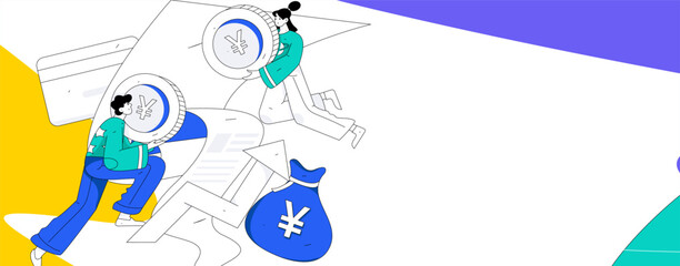 Internet financial management investment flat vector concept operation hand drawn illustration
