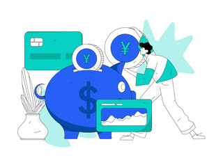 Internet financial management investment flat vector concept operation hand drawn illustration
