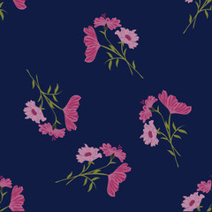 seamless vector flower bunch   design pattern on white background