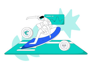 Internet financial management investment flat vector concept operation hand drawn illustration
