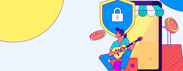 Internet financial management investment flat vector concept operation hand drawn illustration
