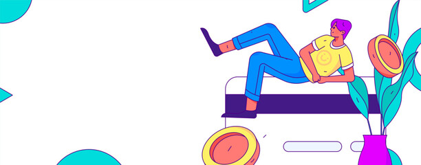 Internet financial management investment flat vector concept operation hand drawn illustration
