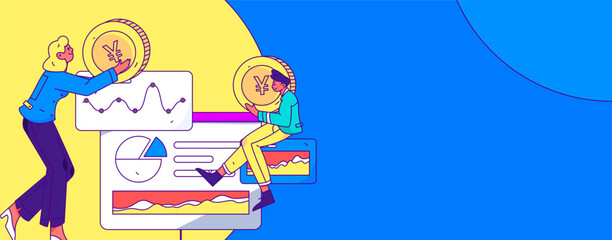 Internet financial management investment flat vector concept operation hand drawn illustration
