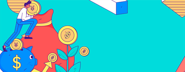 Internet financial management investment flat vector concept operation hand drawn illustration
