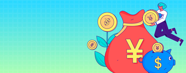 Internet financial management investment flat vector concept operation hand drawn illustration
