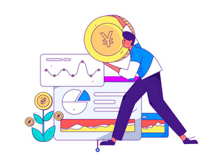 Internet financial management investment flat vector concept operation hand drawn illustration
