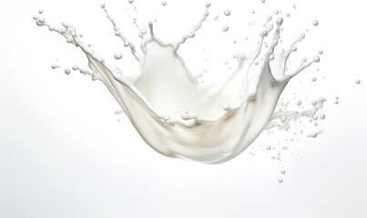 Splash milk isolated on background, liquid or yogurt splash, 3D, with white background Ai Image generative