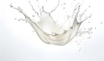 Zelfklevend Fotobehang Splash milk isolated on background, liquid or yogurt splash, 3D, with white background Ai Image generative © Anditya