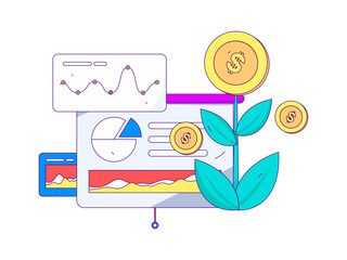Internet financial management investment flat vector concept operation hand drawn illustration