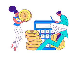 Internet financial management investment flat vector concept operation hand drawn illustration