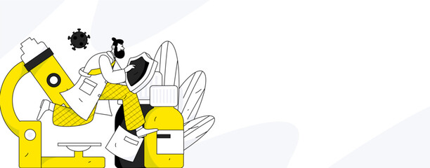 Medical characters fighting the epidemic flat vector concept operation hand drawn illustration
