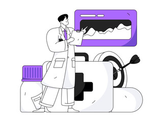 Medical characters fighting the epidemic flat vector concept operation hand drawn illustration
