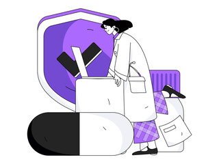 Medical characters fighting the epidemic flat vector concept operation hand drawn illustration
