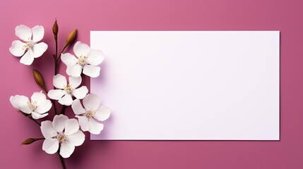 blank white paper with flower copy space for valentines womens mothers day