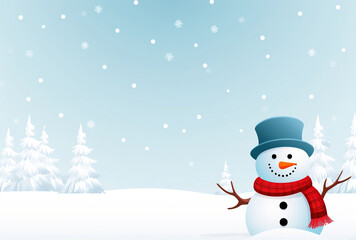 winter banner design with snowman background, AI Generated Images