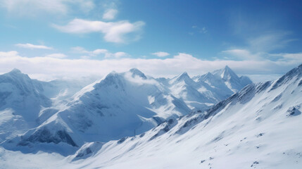 Fototapeta na wymiar Exploring the Majestic White Wonderland: Snowy Mountains in Winter
