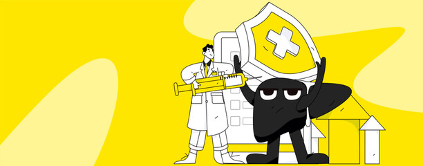 Medical characters fighting the epidemic flat vector concept operation hand drawn illustration

