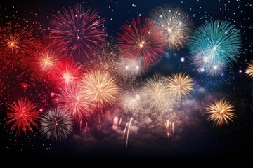 New Year Celebration Backdrop Template Illustration. Generative AI.